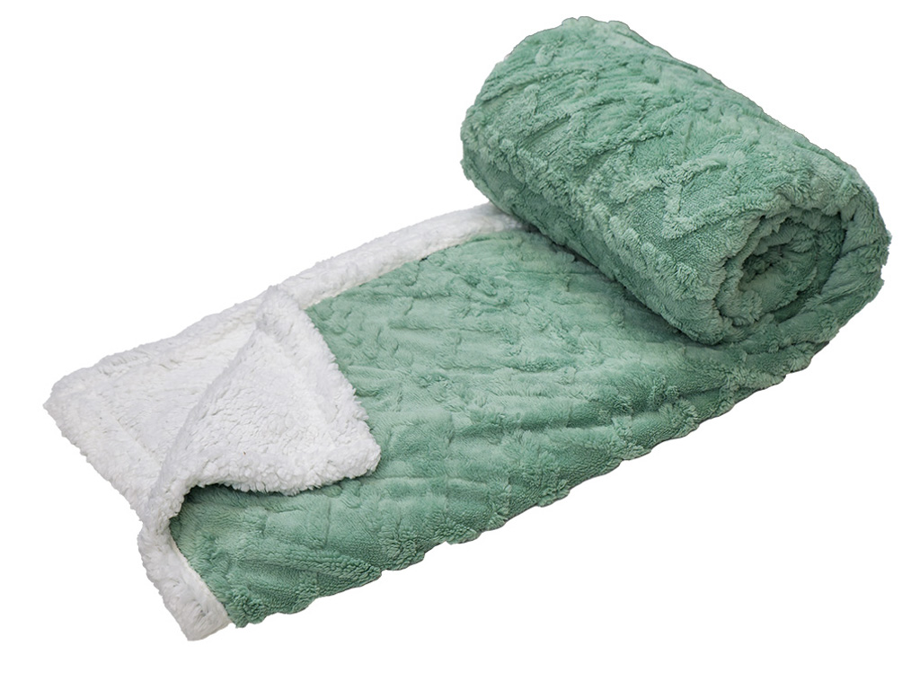 Luxusní zelená beránková deka z mikroplyše ORNAMENTS, 150x200 cm Rozměr: 150 x 200 cm