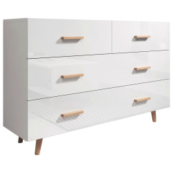 MID.YOU KOMODA, buk, bílá, vysoce lesklá bílá, 125/79,6/35 cm