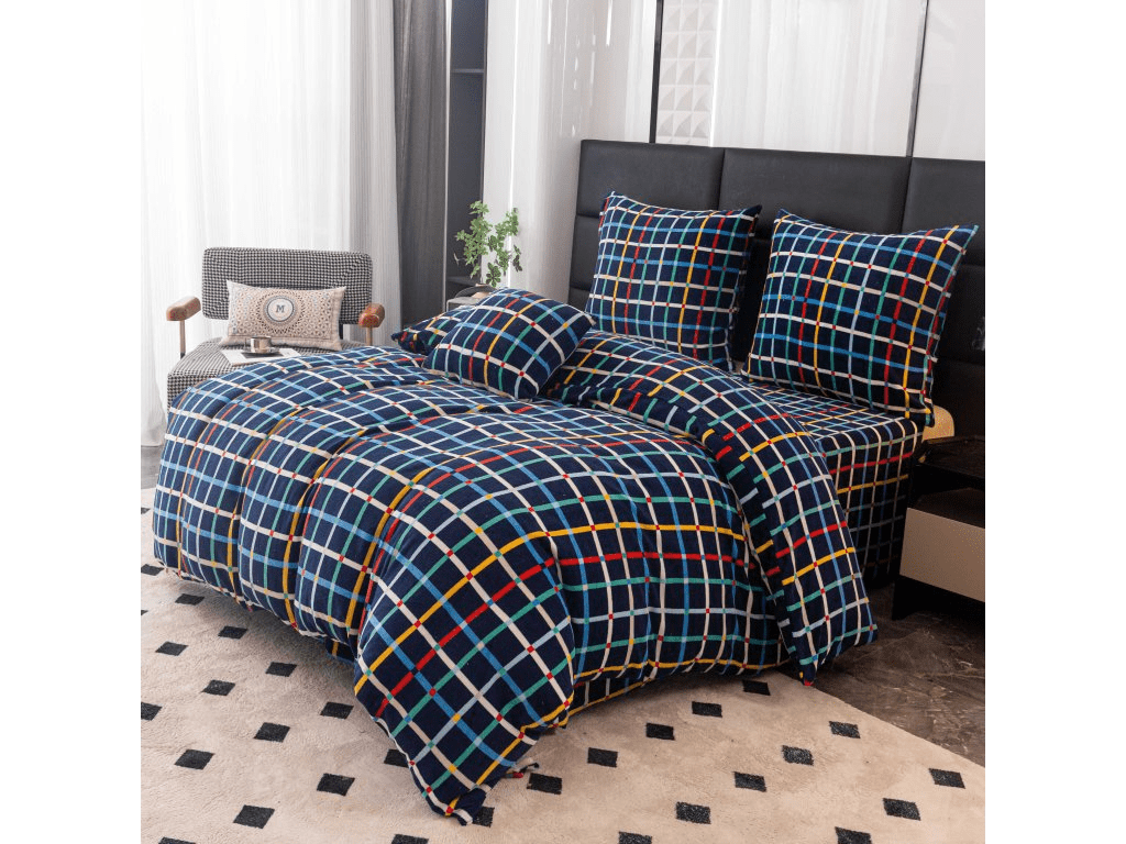 Mikroplyšové povlečení GRID tmavě modré Rozměr povlečení: 70 x 90 cm | 140 x 200 cm