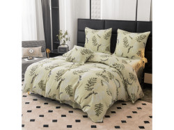 Mikroplyšové povlečení LEAFY světle zelené Rozměr povlečení: 70 x 90 cm | 140 x 200 cm