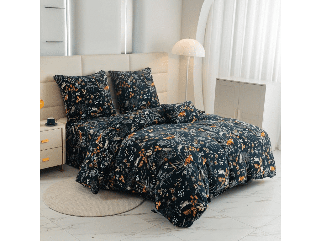 Mikroplyšové povlečení LIŠKA A ZAJÍC tmavě zelené Rozměr povlečení: 70 x 90 cm | 140 x 200 cm