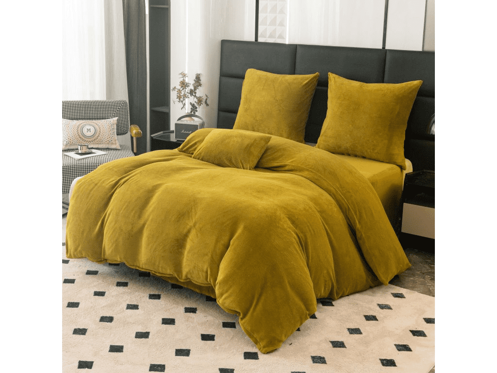 Mikroplyšové povlečení MUSTERO olivové Rozměr povlečení: 70 x 90 cm | 140 x 200 cm