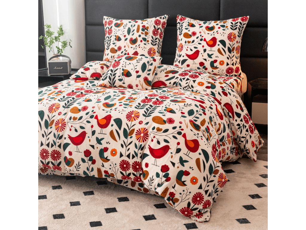 Mikroplyšové povlečení RETRO PTÁČEK barevné Rozměr povlečení: 70 x 90 cm | 140 x 200 cm