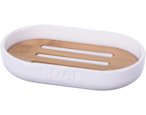 Miska na mýdlo bílá/bambus
