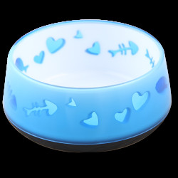Modrá plastová miska pro koťata LOVE BOWL