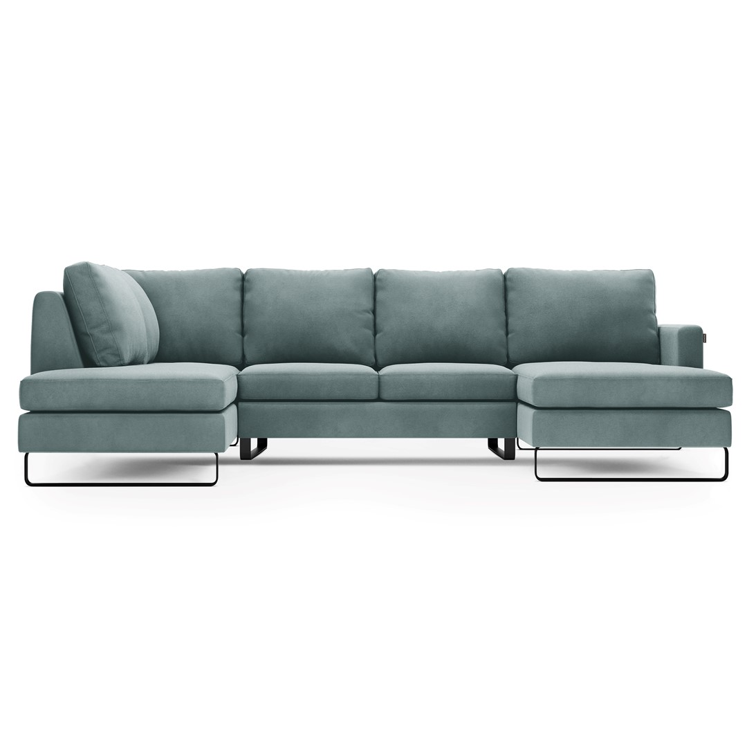 Modrá sedací souprava do U CORNI