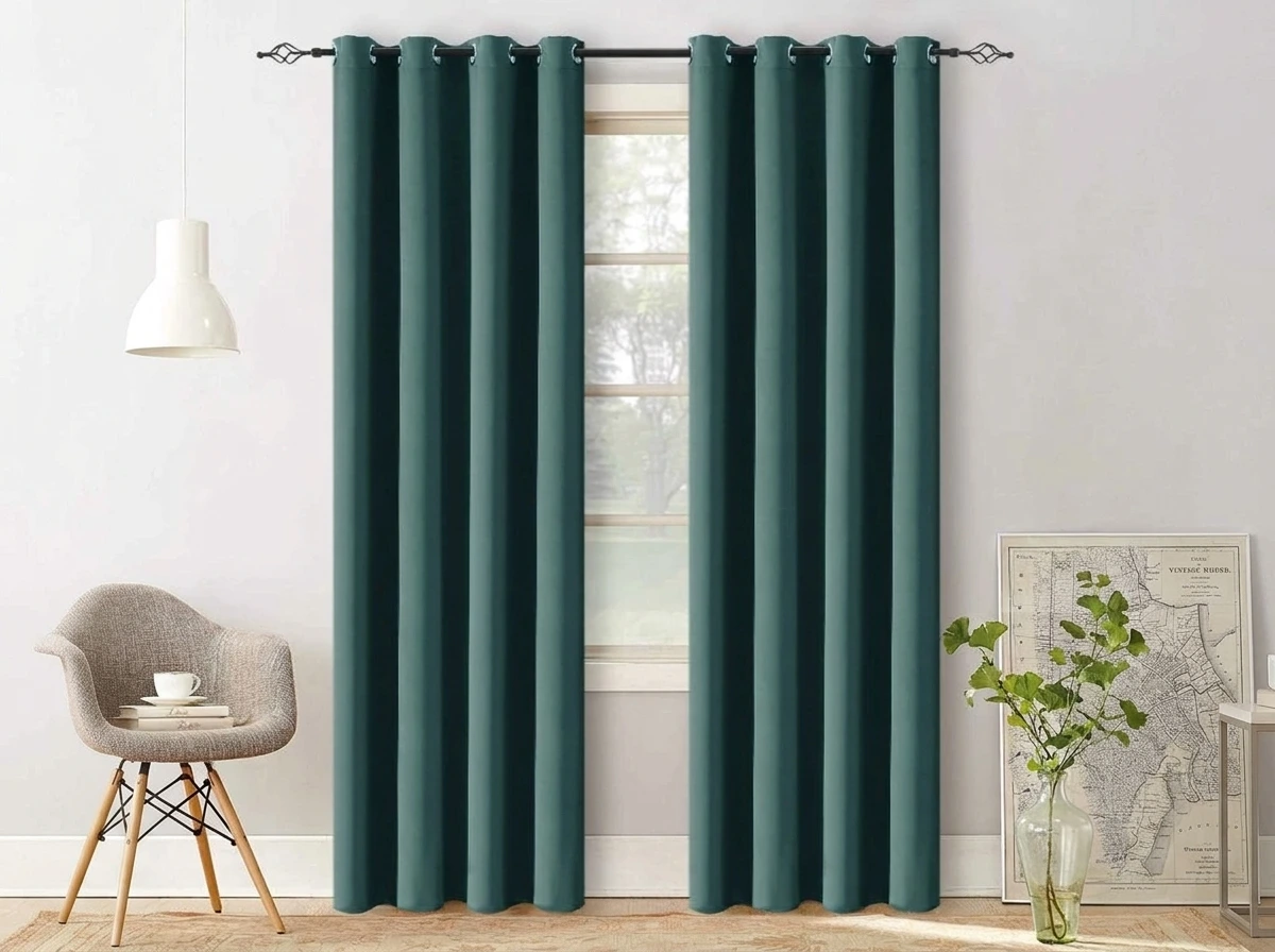 Modrozelený závěs OXFORD 140x250 cm Zavěšení: Kovové kroužky