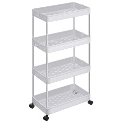 Multifunkční regál na kolečkách MOBIX se 4 košíky, bílý