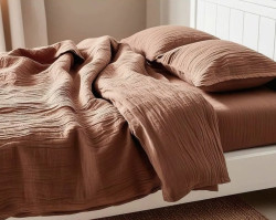 Mušelínové povlečení MOELLIN světle hnědé Rozměr povlečení: 70 x 90 cm | 140 x 200 cm