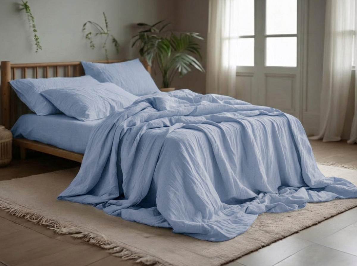 Mušelínové povlečení MOELLIN světle modré Rozměr povlečení: 70 x 90 cm | 140 x 200 cm