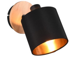 Nástěnná lampa Tommy, černo-zlatá se dřevem