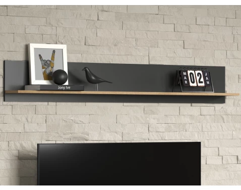 Nástěnná police Esteban 167 cm, antracit/dub evoke