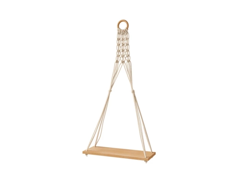 Nástěnná police MACRAME 30x59,5 cm, béžová