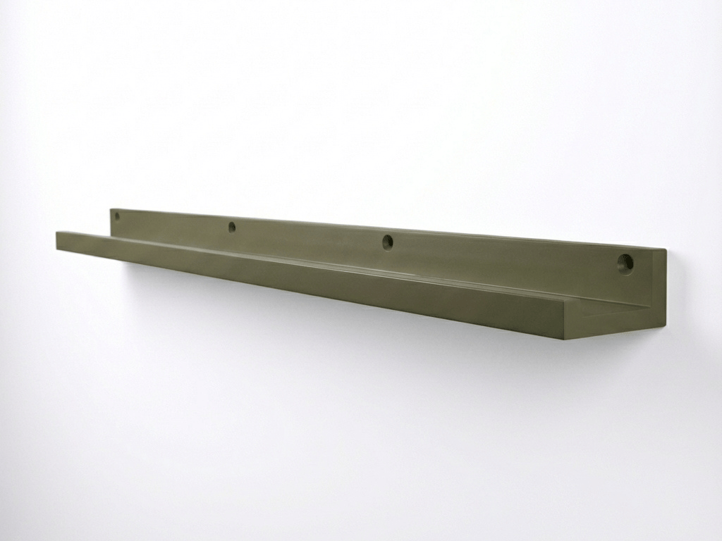 Nástěnná police na obrazy FOTOPLANK 120 cm, olivová