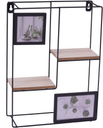 Nástěnná police s fotorámečky KIVORA 40x30 cm, černá