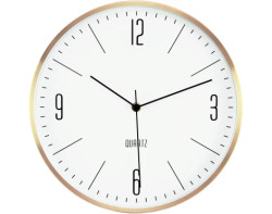 Nástěnné hodiny 30 cm, zlatý kov