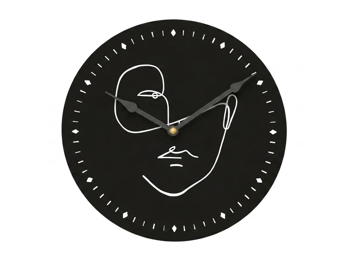 Nástěnné hodiny LINE FACE 29 cm, černé