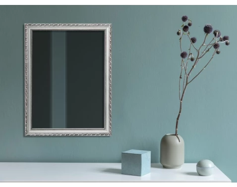 Nástěnné zrcadlo Loreley 34x45 cm,  dřevěný stříbrný rám