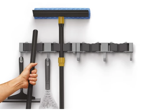 Nástěnný držák na košťata a nářadí (2 ks) Hang-up 4, šedý