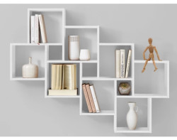 Nástěnný regál Laurio, bílá, 11 přihrádek