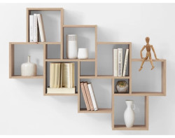 Nástěnný regál Laurio, dub sonoma, 11 přihrádek