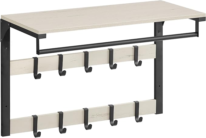 Nástěnný věšák s policí RACKLY 65x30 cm, krémový