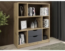 Nízký regál/knihovna Sten Mini, dub artisan/grafit