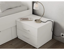 Noční stolek se 2 zásuvkami Iwetta, bílý