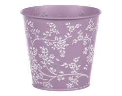 Obal na květináč fialový s bílými růžemi, 15,7 cm