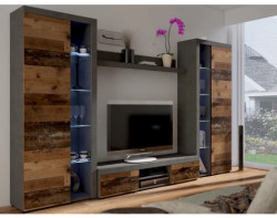 Obývací stěna Flamenco XL, vintage optika kovu/dřeva