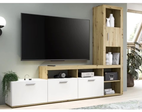 Obývací stěna Jacky, dub artisan/bílá