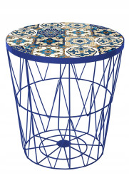 Odkládací stolek BOHO Ø 38 cm, modrý