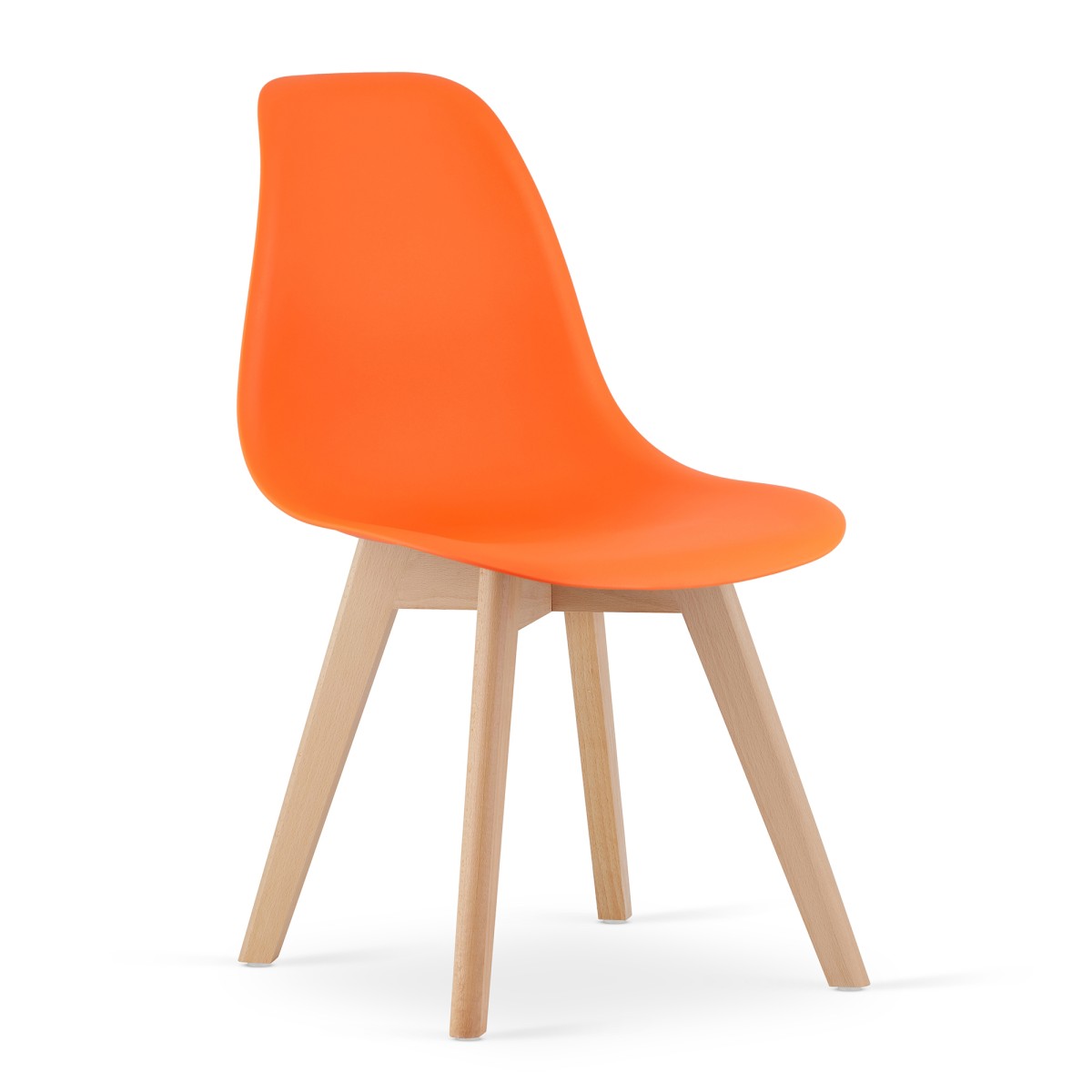 Oranžová židle KITO s bukovými nohami