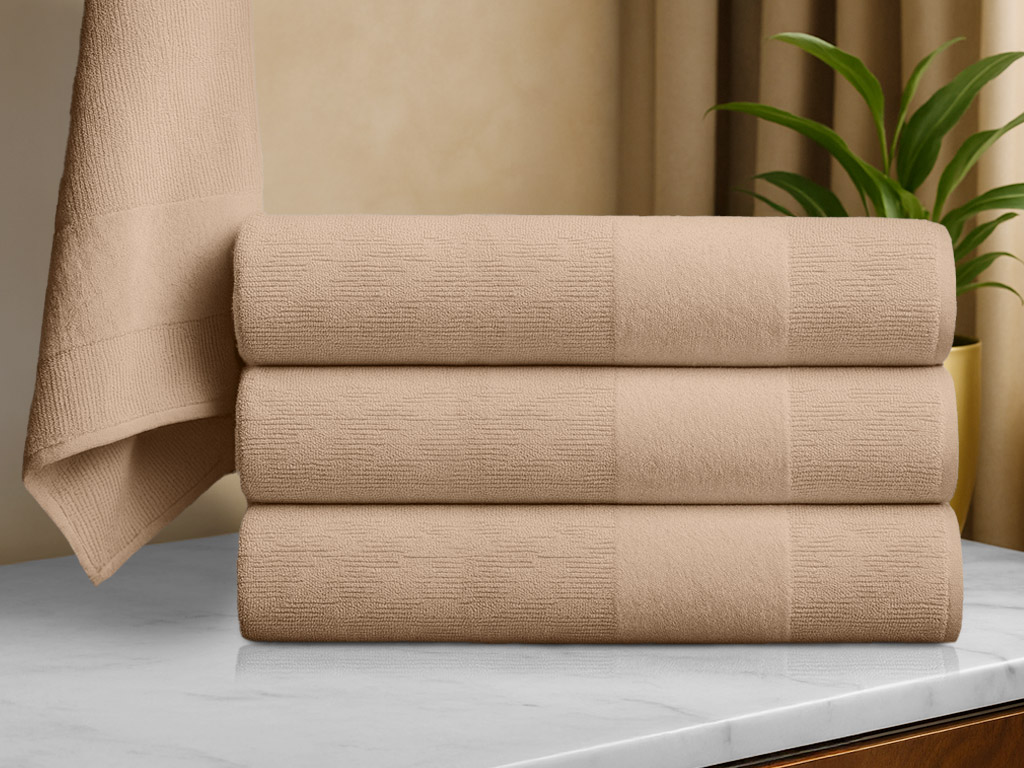 Osuška CARRARA 70x140 cm světle hnědá, 100% bavlna