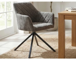 Otočná jídelní židle Patti, šedo-hnědá látka