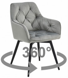 Otočné jídelní křeslo JORK360 VELVET, světle šedé