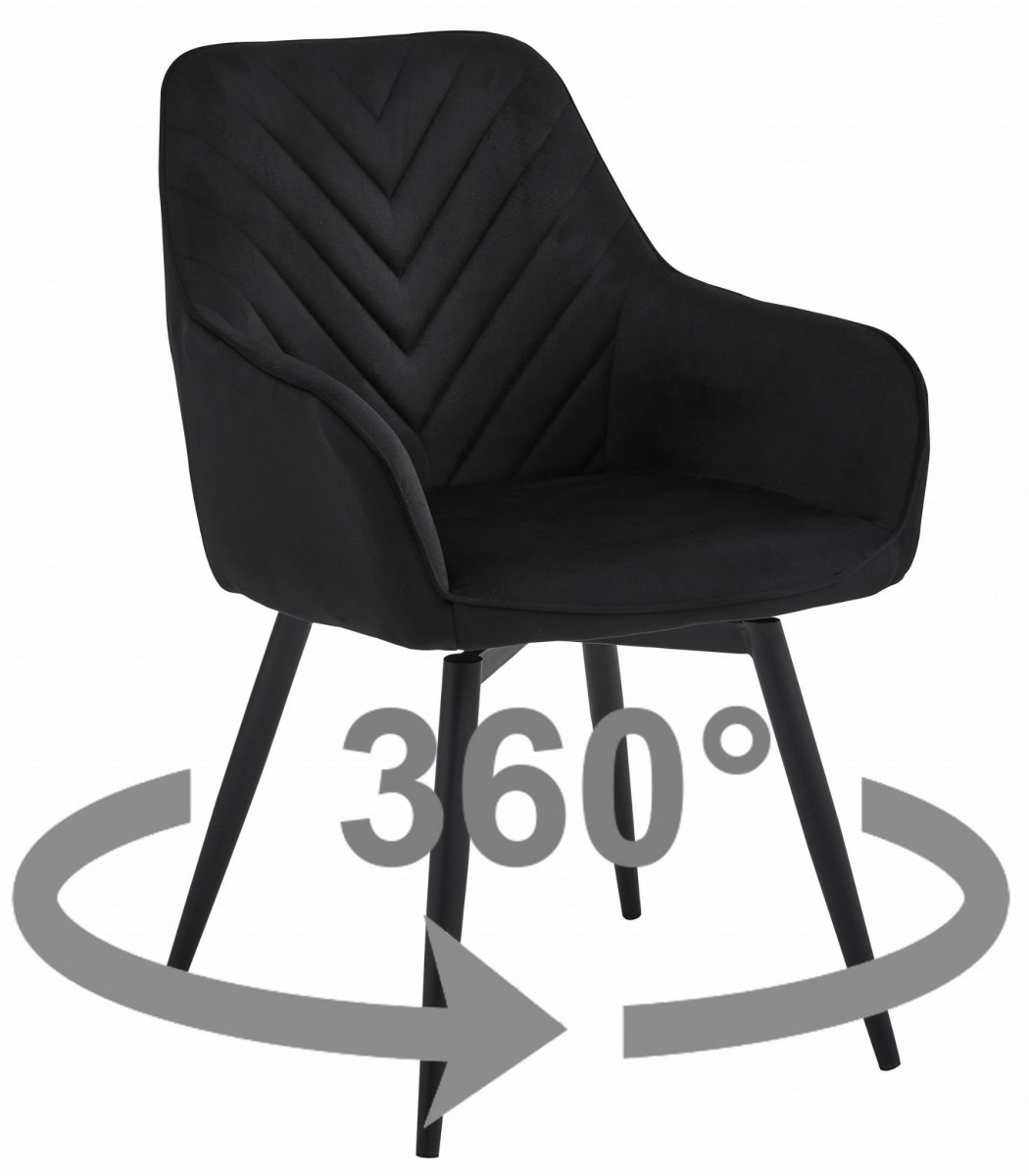 Otočné jídelní křeslo NANA360 VELVET, černé