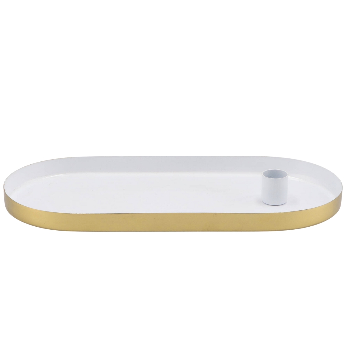 Oválný kovový svícen MARAKESH 30cm, bílý