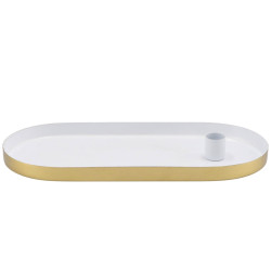 Oválný kovový svícen MARAKESH 30cm, bílý