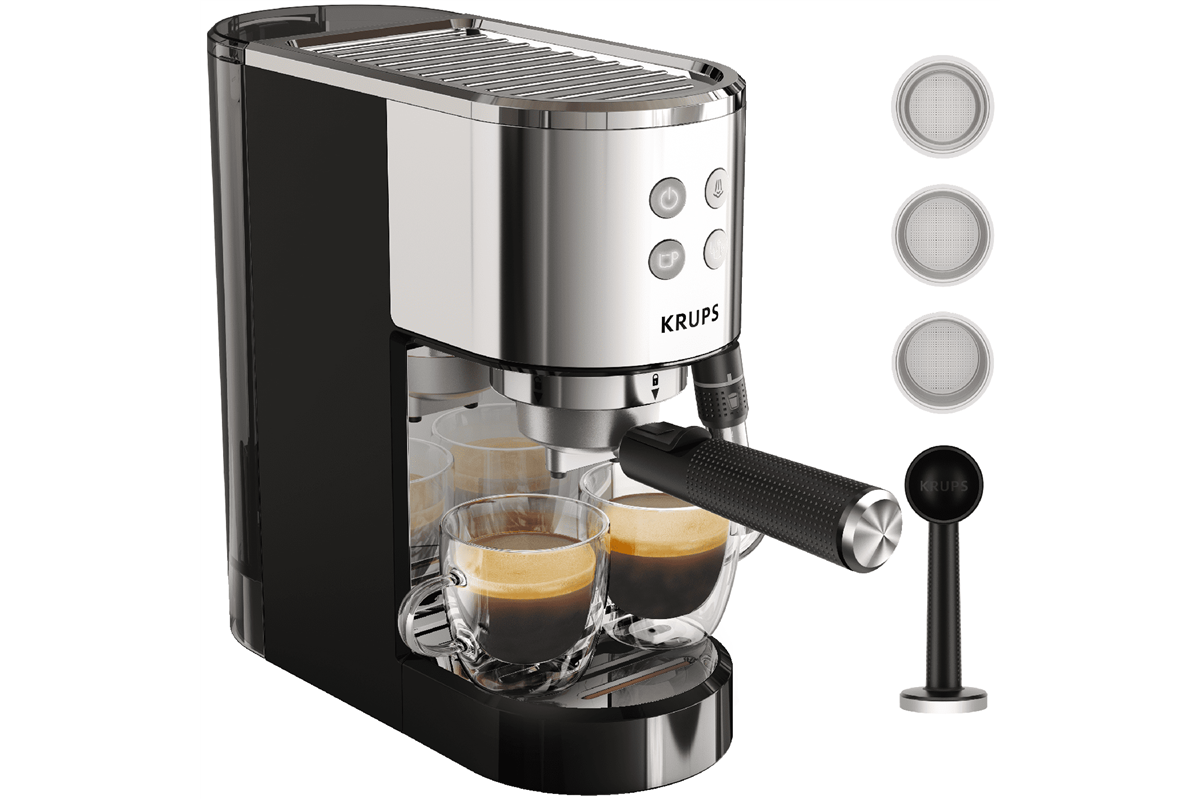 Pákový kávovar KRUPS Virtuoso+ XP444C10 Černý/Nerezový