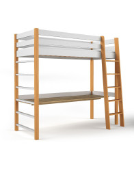 Patrová postel s psacím stolem NIKO bílá dřevěná