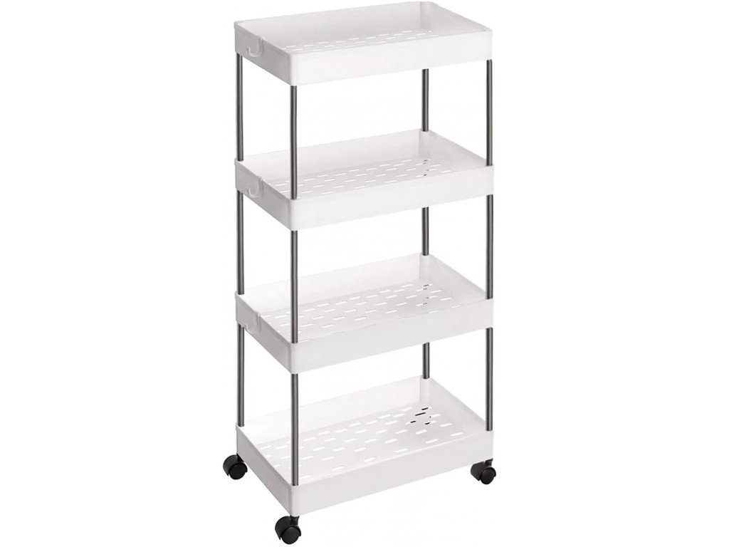 Plastový regál na kolečkách CART 22x40x86 cm bílý