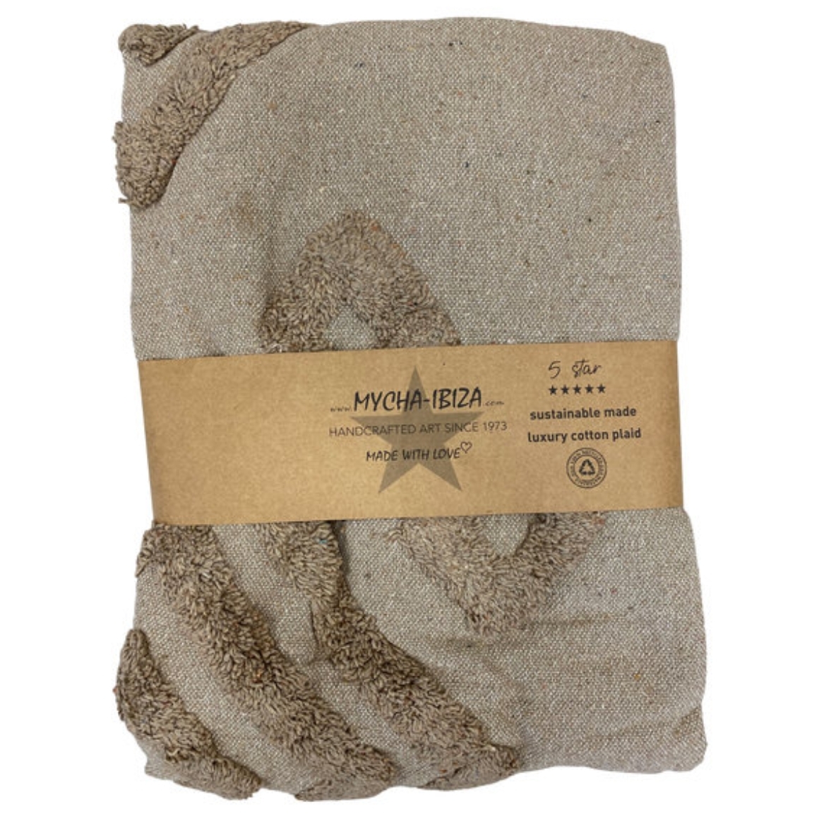 Pléd z recyklované bavlny MYCHA IBIZA 130x170 cm, béžový