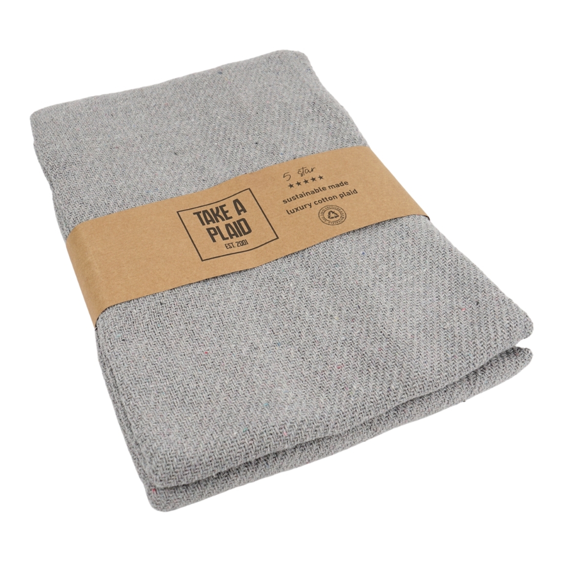 Pléd z recyklované bavlny TAKE A PLAID 125x150 cm, šedý