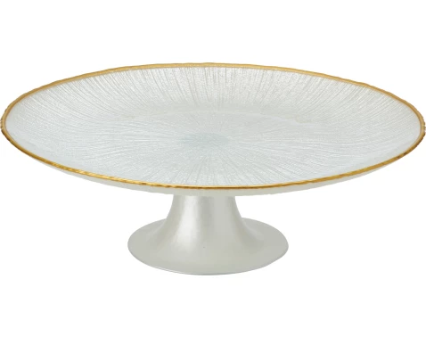 Podnos na dort a cukroví Dia 28x9,4 cm, bílá/zlatá