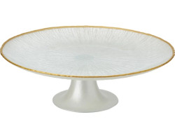 Podnos na dort a cukroví Dia 28x9,4 cm, bílá/zlatá