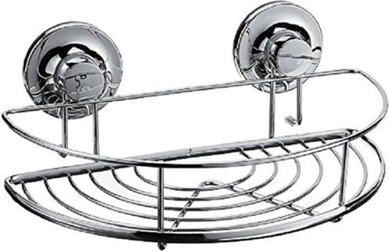 Polička do koupelny bez vrtání FRONE 27x16 cm, stříbrná