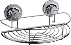 Polička do koupelny bez vrtání FRONE 27x16 cm, stříbrná