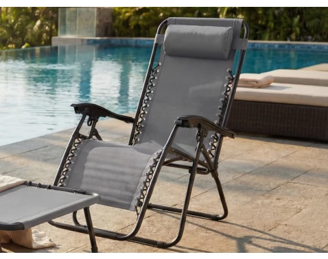 Polohovatelné zahradní křeslo Hannover, světle šedé