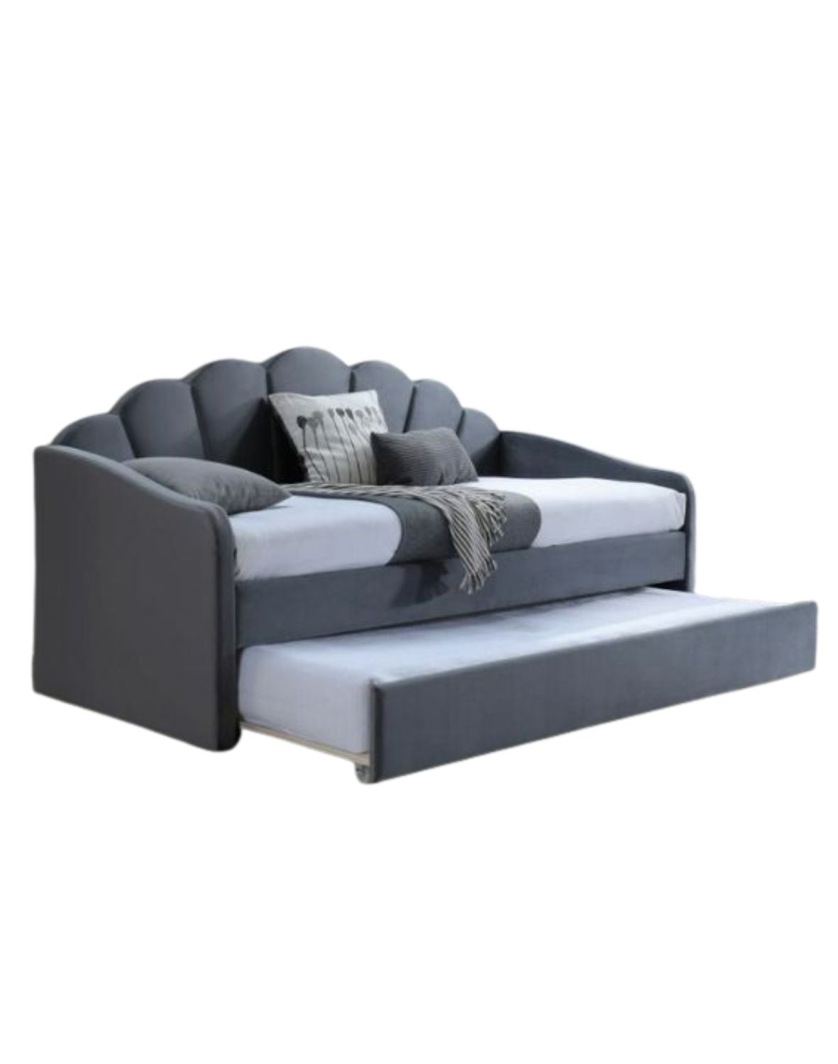 Postel Bella Velvet 90x200 s výsuvnou přistýlkou – šedá